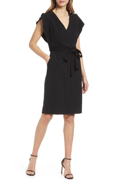 Eliza J Ruffle Sleeve Sheath Dress in Black