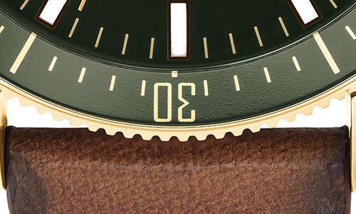 Movado Heritage Chrono Leather Strap Watch, 42mm In Cognac/green/gold