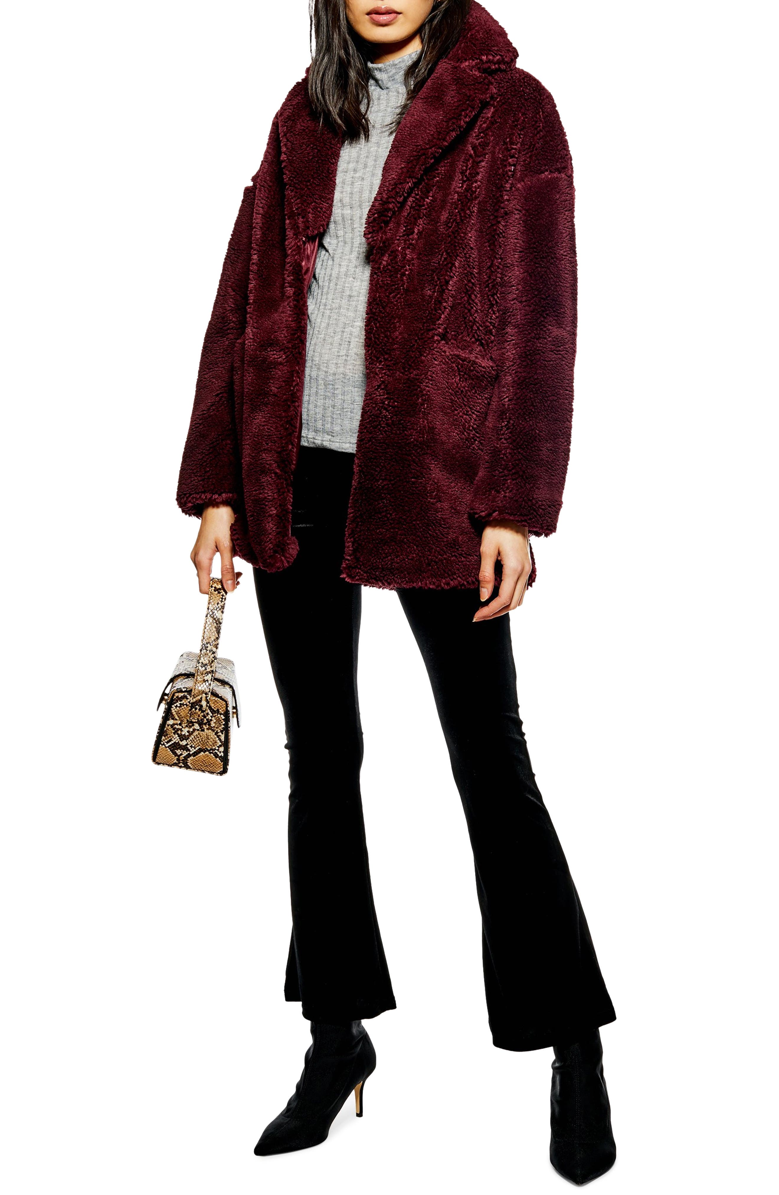 topshop burgundy coat