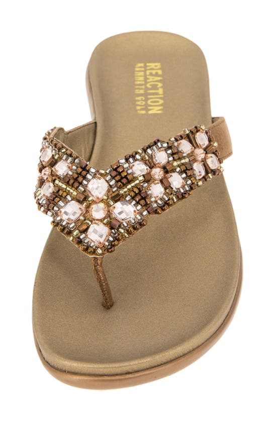 Reaction Kenneth Cole Glam-athon Embellished Thong Sandal In Bronze