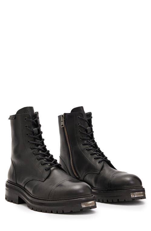 Shop Allsaints Hank Lugged Zip Boot In Black Leather