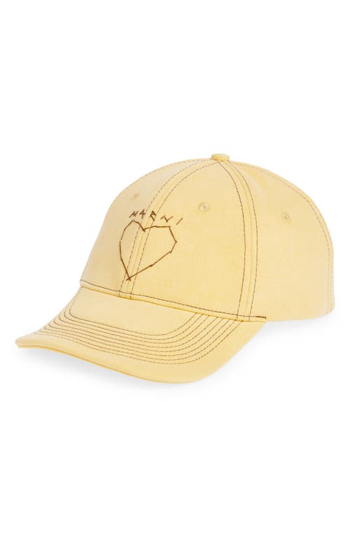 Shop Marni Logo Embroidered Baseball Cap In Light/yellow