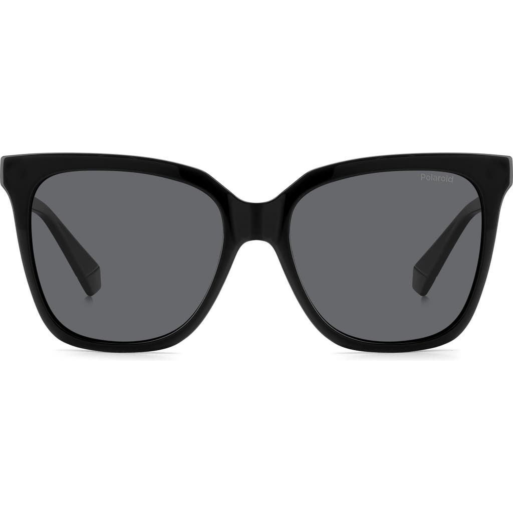 Polaroid 55mm Polarized Square Sunglasses In Black