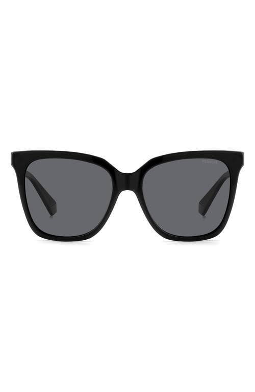 55mm Polarized Square Sunglasses in Black/Gray Polarized
