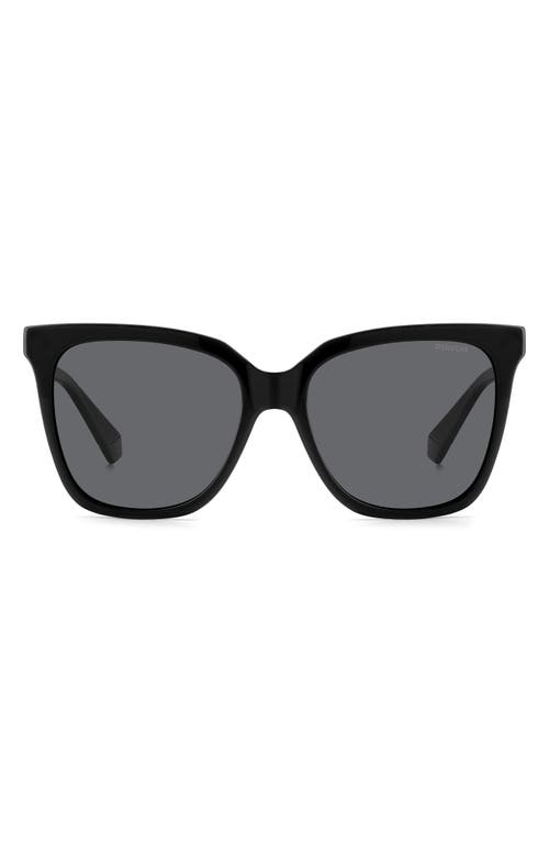 Shop Polaroid 55mm Polarized Square Sunglasses In Black/gray Polarized