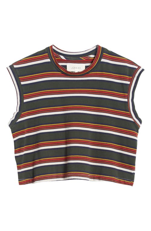 Shop The Great . The Square Stripe Muscle Tee In Boardwalk Stripe