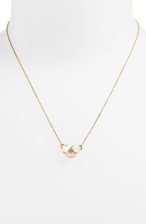 Kate Spade Gold-tone Pave & Mother-of-pearl Flower Pendant Necklace In Cream/clear/gold