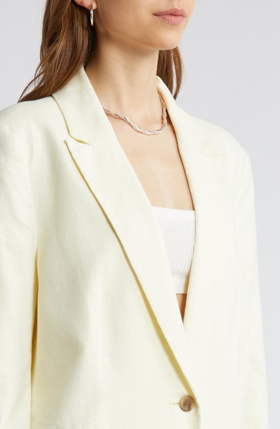 Open Edit Linen Blend Blazer In Yellow Frost