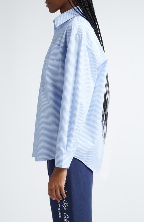 Shop Sporty And Rich Sporty & Rich Hotel Du Cap Oversize Stripe Cotton Button-up Shirt In Blue/white Thin Stripe