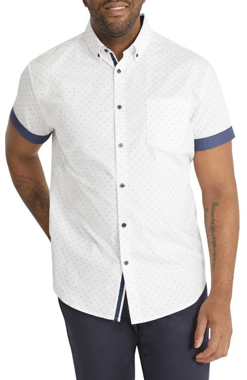 Johnny Bigg Palmer Neat Stretch Short Sleeve Button-Down Shirt in White