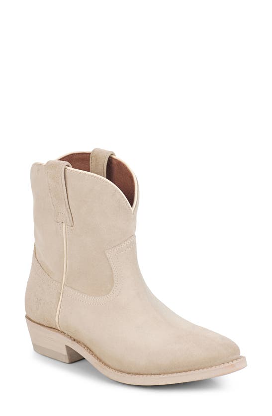 Frye Billy Western Bootie In Ivory Velour Leather