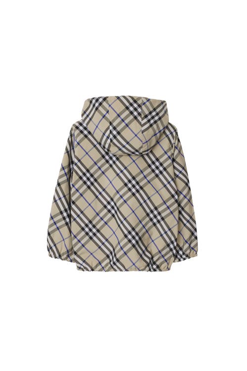 Burberry Check Hooded Jacket In Lichen