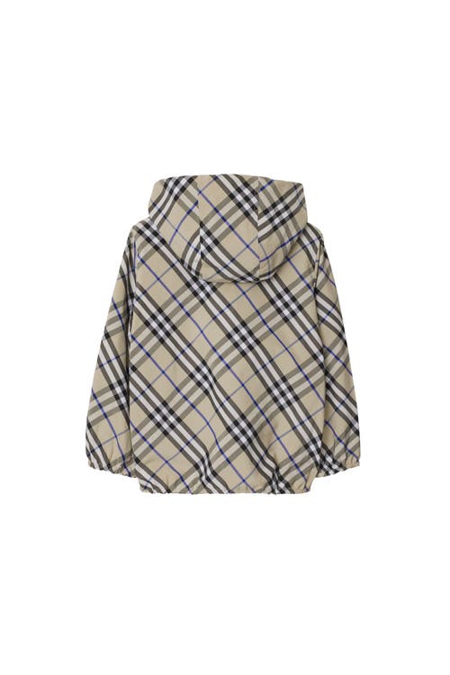 Shop Burberry Reversible Check Cotton Blend Jacket In Lichen