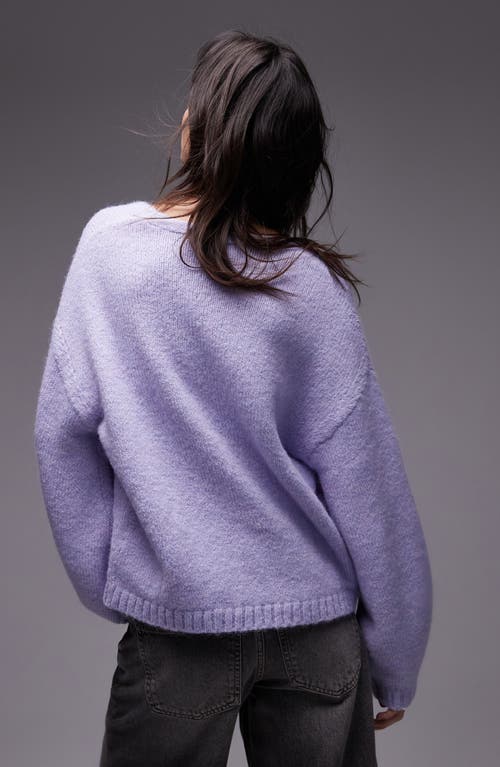 Shop Topshop Oversize V-neck Sweater In Lilac