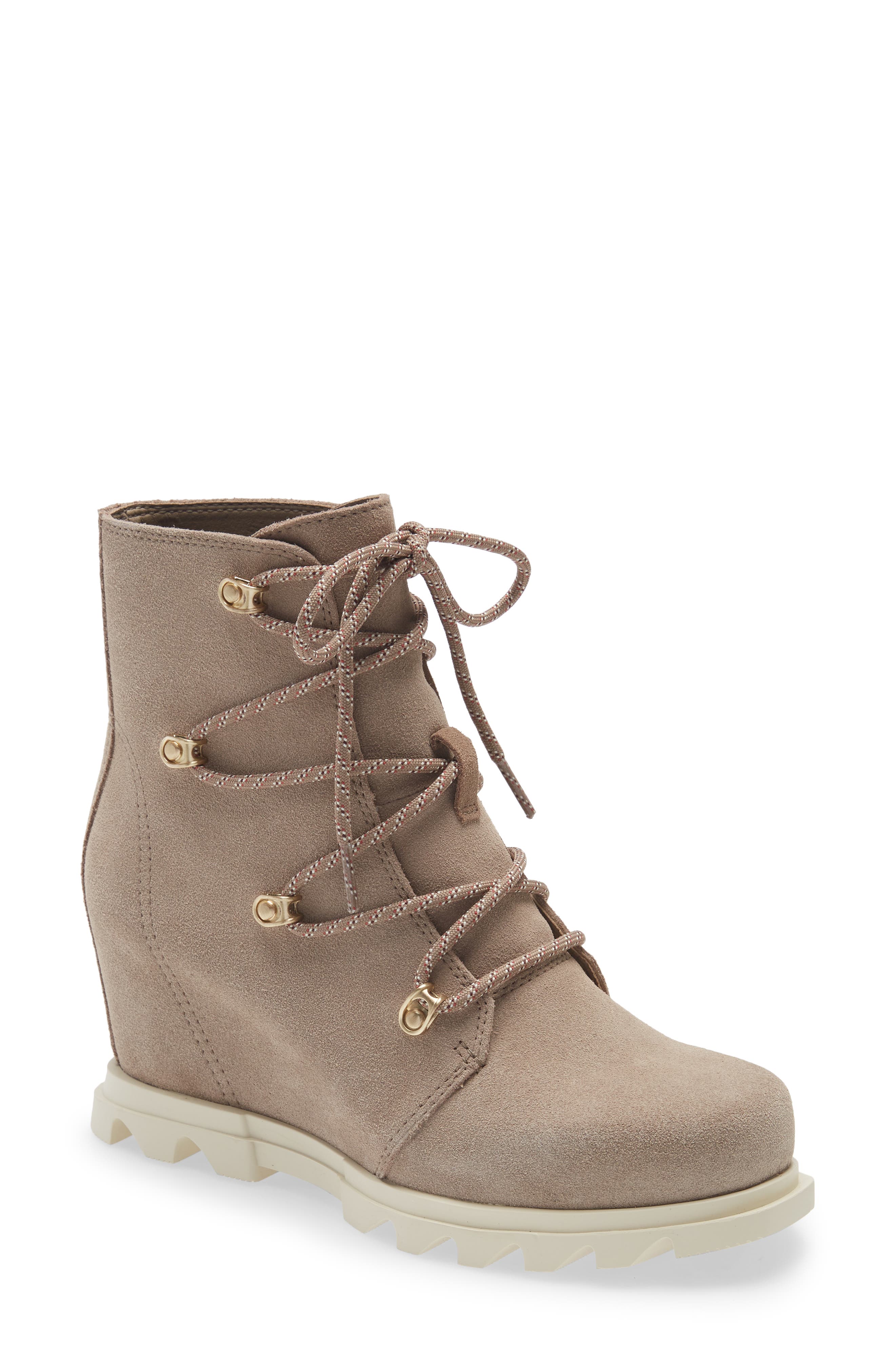 lace up beige booties