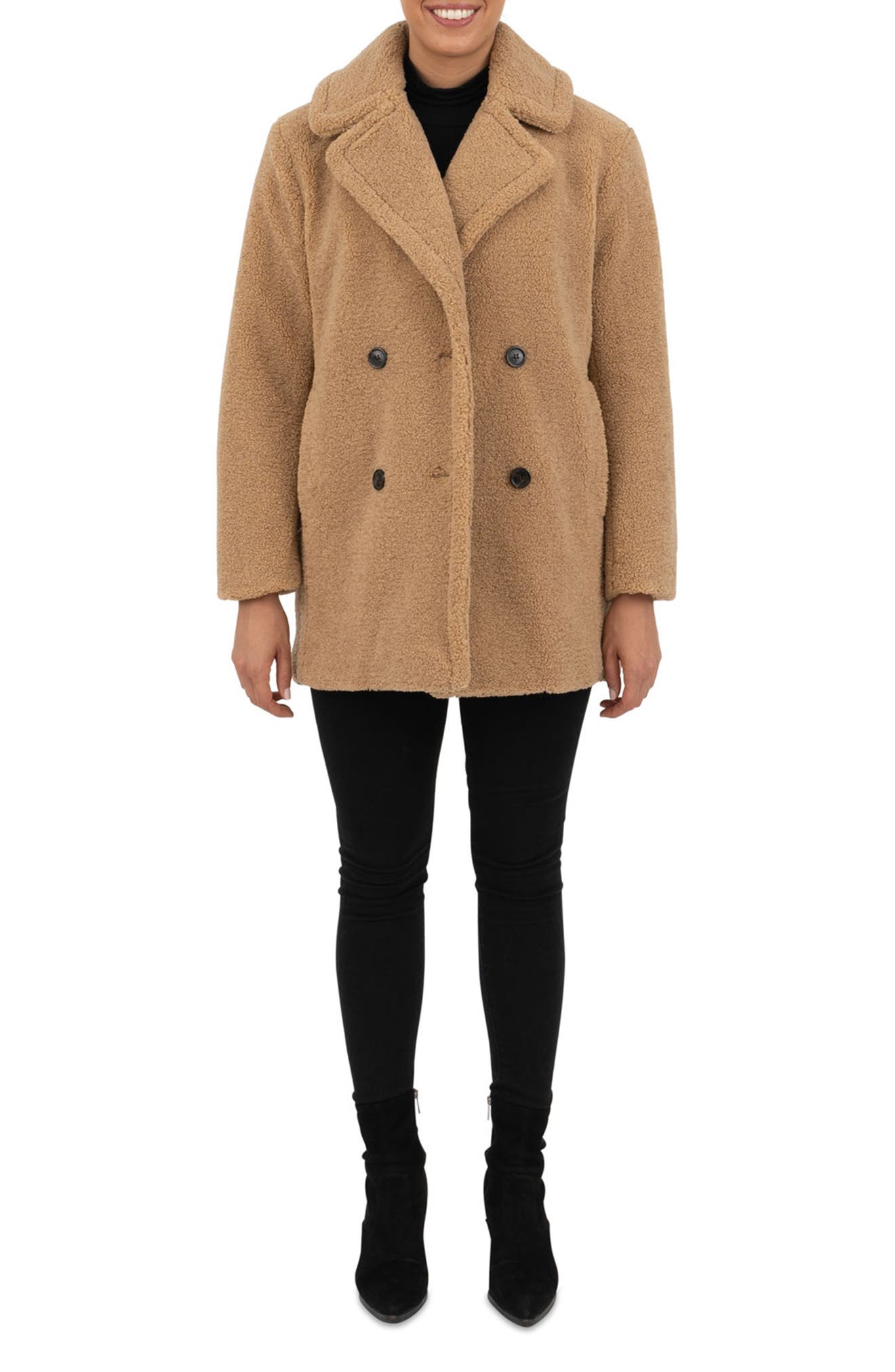 kensie Faux Fur Teddy Bear Coat 