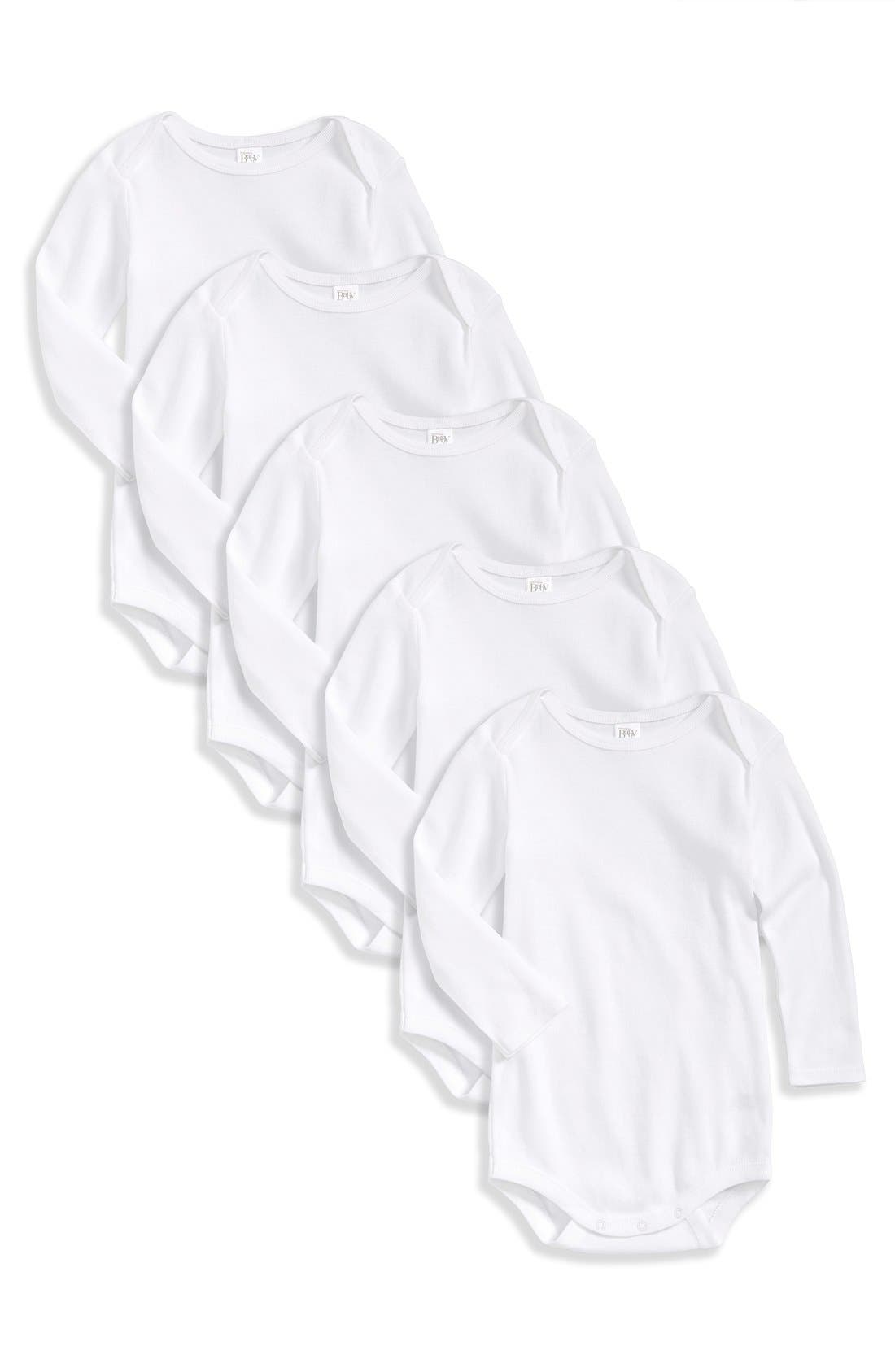 Nordstrom Baby Long Sleeve Cotton Bodysuits (5Pack) (Baby) Nordstrom
