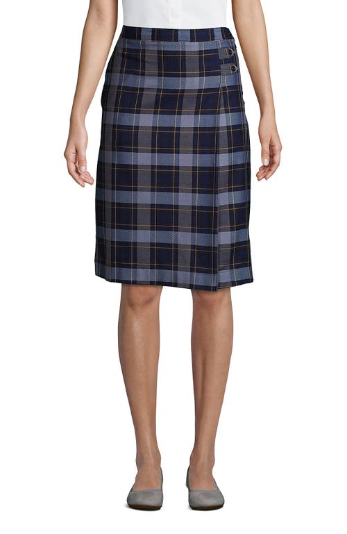 Shop Lands' End School Uniform Young Plaid A-line Skirt Below The Knee In Classic Navy Plaid