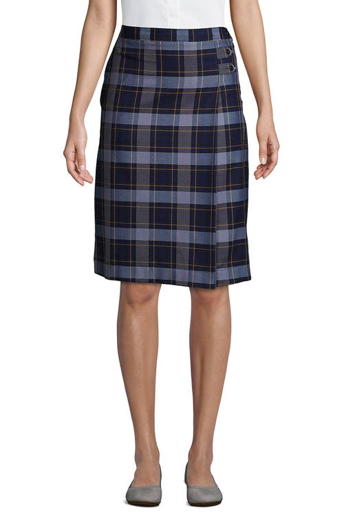 Shop Lands' End School Uniform Young  Plaid A-line Skirt Below The Knee In Classic Navy Plaid