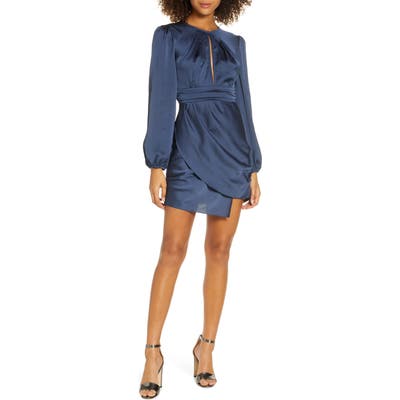 Finders Keepers Gabriella Open Back Satin Minidress, Blue