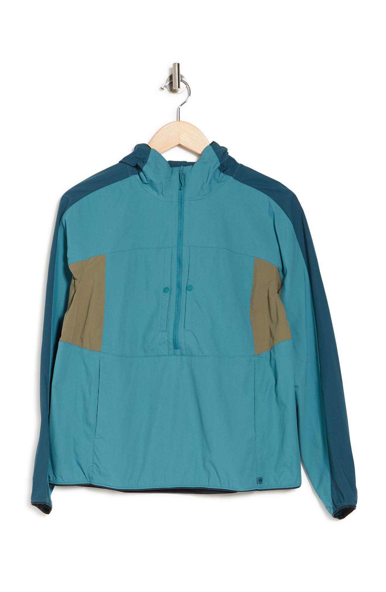 Mountain Hardwear Echo Lake Half Zip Hooded Jacket In Washed Turq