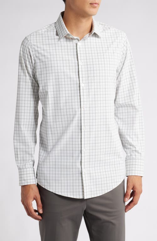 Mizzen+Main Leeward Trim Fit Check Performance Button-Up Shirt in White Eric Plaid 