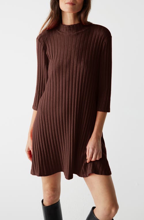 Shop Michael Stars Mirabelle Mock Neck Rib Minidress In Java