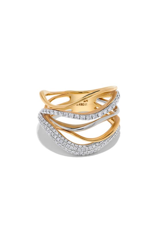 H.j. Namdar Diamond Two-tone Ring In 14k Yellow Gold