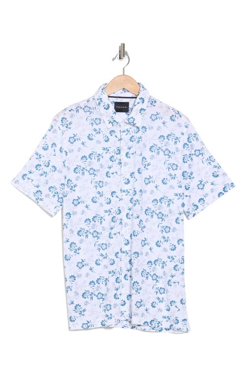 Shop Tahari Floral Print Short Sleeve Shirt In White Floral Print