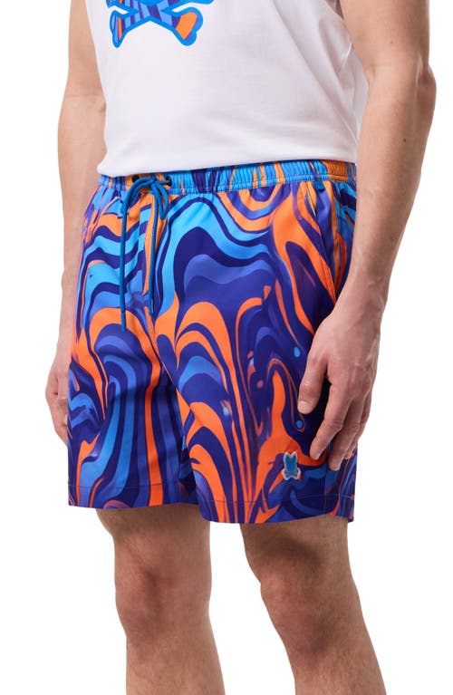 Shop Psycho Bunny Nevada Print Swim Trunks In Bright Royal