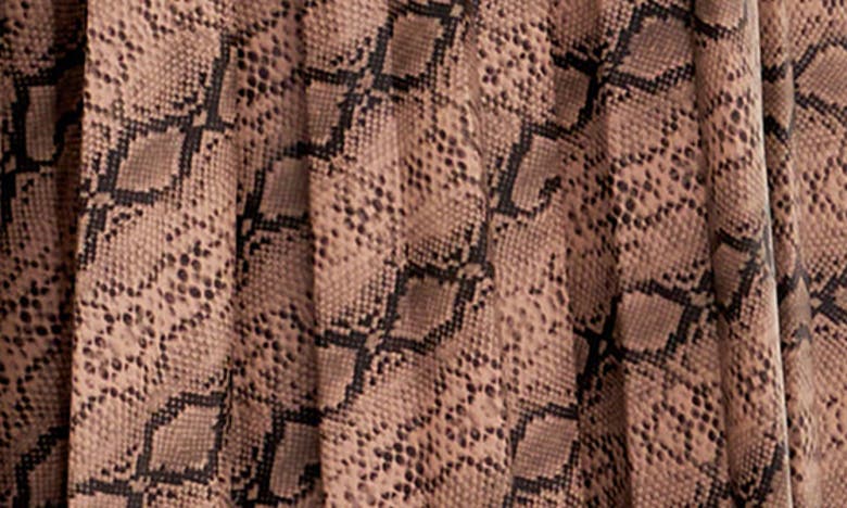 Shop Endless Rose Snakeskin Print Pleated Midi Skirt In Tan