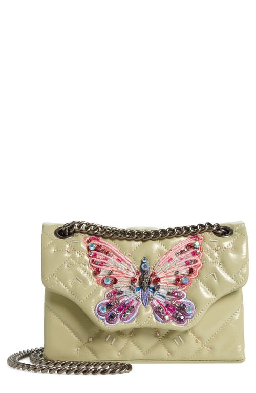 Shop Kurt Geiger London Mini Kensington Butterfly Leather Crossbody Bag In Light/pastel Green