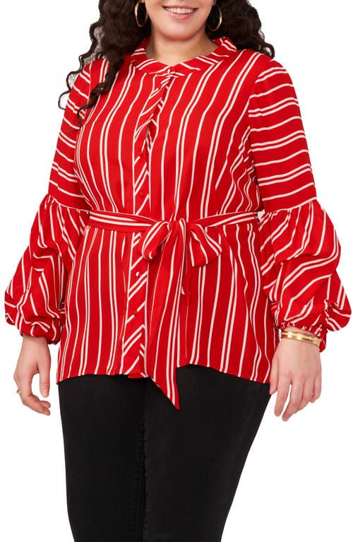 Vince Camuto Stripe Balloon Sleeve Button-Up Top at Nordstrom,