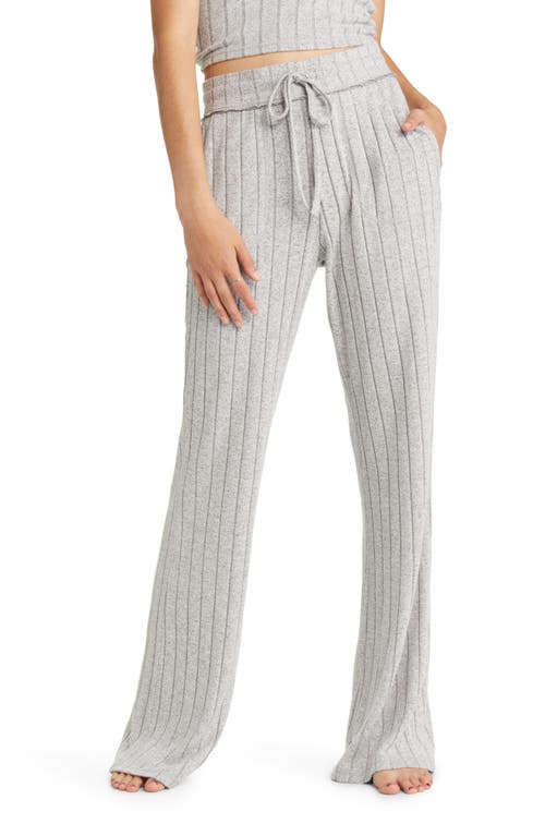 FLARED RIBBED PANTS - Gray marl