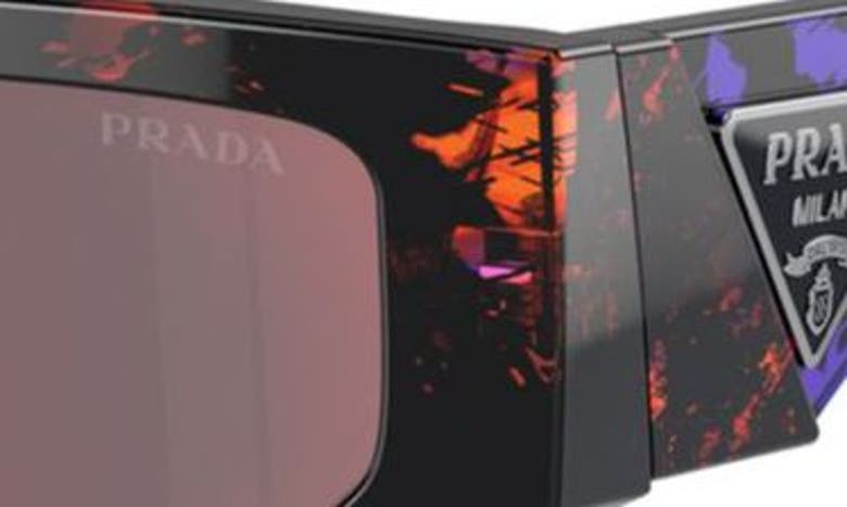 Shop Prada 55mm Rectangular Polarized Sunglasses In Abstract Orange