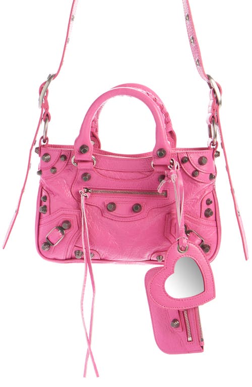 Small Neo Cagole Leather Tote in Bright Pink