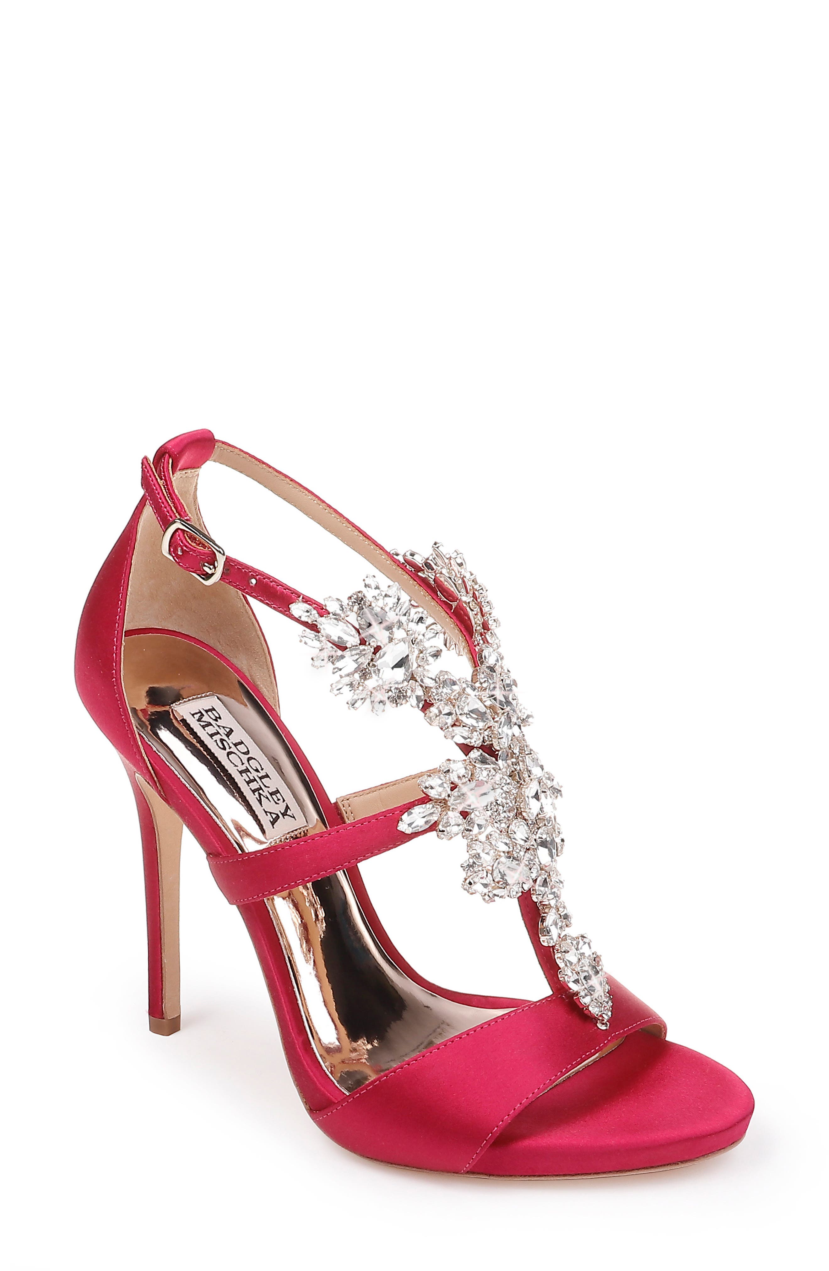 Badgley Mischka Leah Embellished Sandal- Red