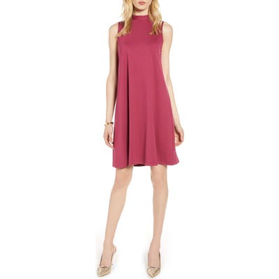 Halogen Mock Neck Sleeveless Ponte Shift Dress, Burgundy