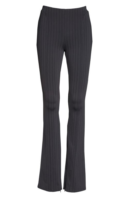 Shop Alo Yoga Alo Zip It Pinstripe High Waist Zip Cuff Flare Leggings In Anthracite/black