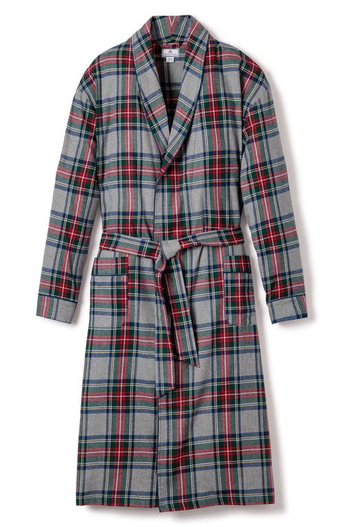 Shop Petite Plume Westinster Tartan Cotton Flannel Robe In Grey