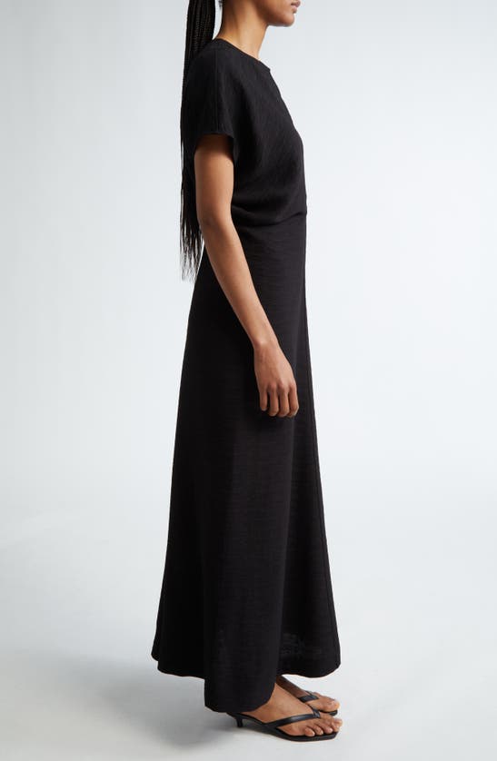 Shop Totême Crinkle Texture Knit Maxi Dress In Black