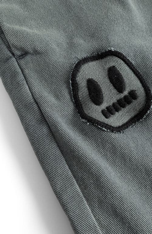 Nununu Kids' Smile Cotton Graphic Cargo Pants In Graphite