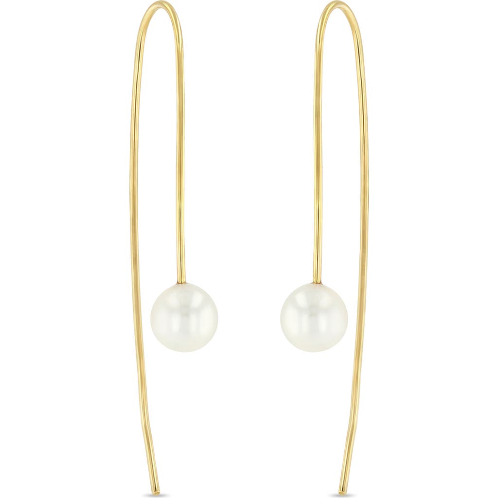 Zoë Chicco 14k Yellow Gold Wire Earrings With Cultured Freshwater Pearls In 14k Yellow Gold