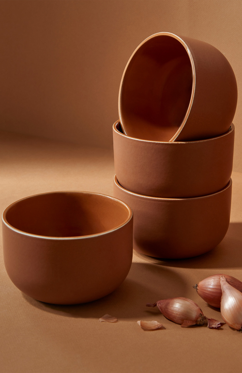 Shop Gharyan Stoneware Tunisian Bowls Set Of 4 In Terracotta