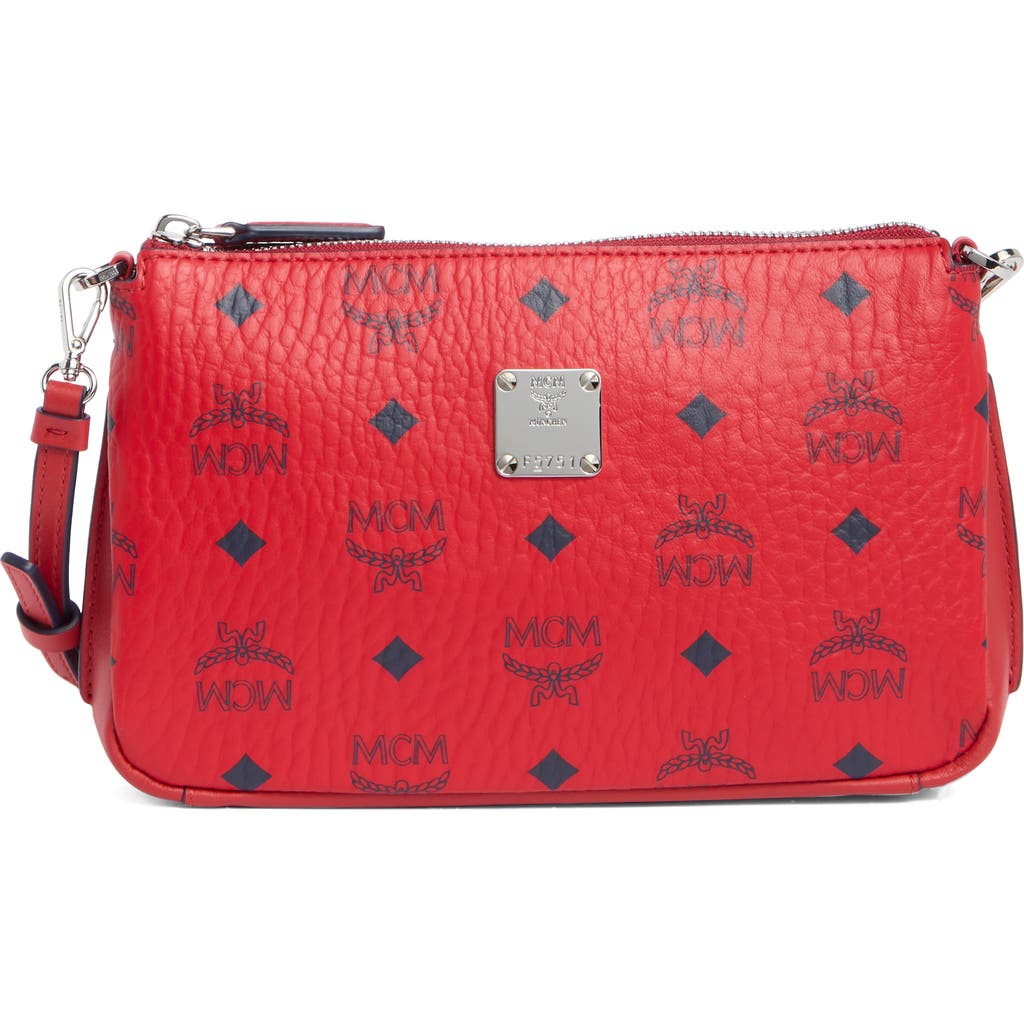 Mcm Aren Visetos Shoulder Bag In Candy Red