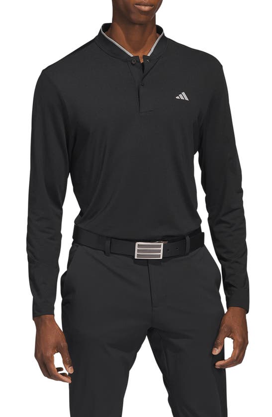 Adidas Golf Long Sleeve Blade Collar Performance Golf Polo In Black