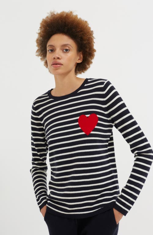 Shop Chinti & Parker Breton Heart Wool & Cashmere Sweater In Navy