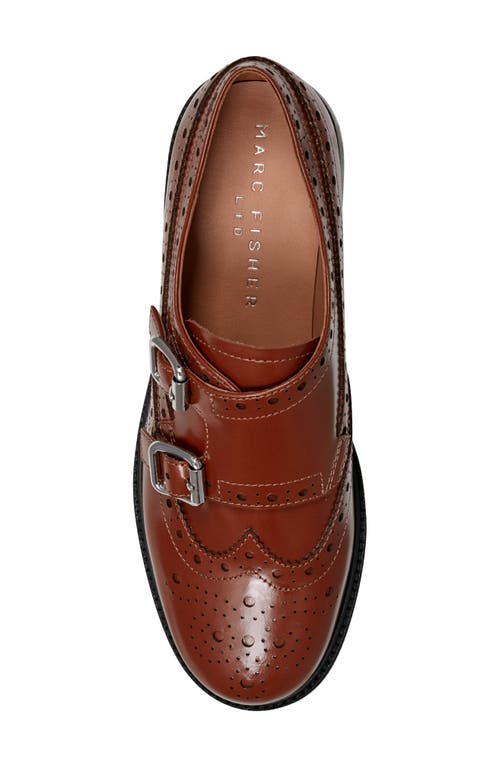 Shop Marc Fisher Ltd Parker Wingtip Monk Strap Shoe In Medium Brown