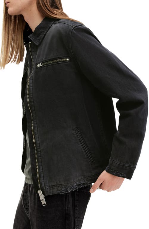 Shop Allsaints Rothwell Distressed Denim Jacket<br /> In Washed Black