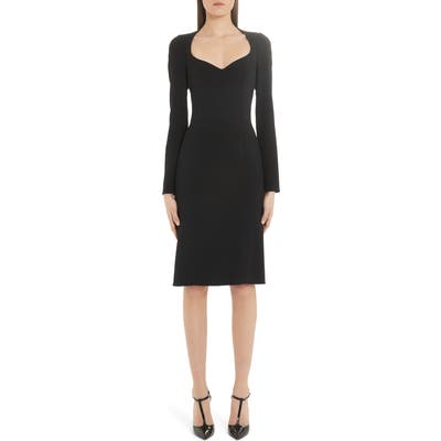Dolce & gabbana Sweetheart Neck Long Sleeve Cady Crepe Dress, US / 48 IT - Black